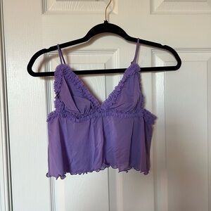 Urban Outfitters Purple Mesh Ruffle Tank